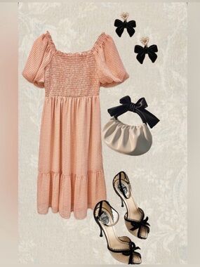 LC Lauren Conrad Peach orange Gingham Dress